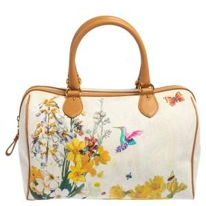 Etro Multicolor Floral Print Coated Canvas and Leather Boston Bag