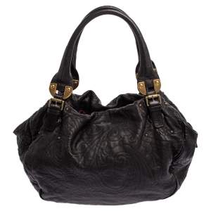 Etro Black Leather Top Handle Satchel