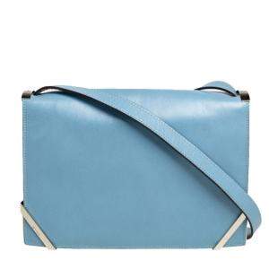 Etro Blue Leather Front Flap Shoulder Bag