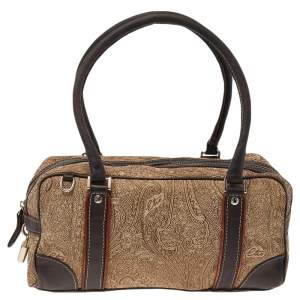 Etro Beige/Brown Paisley Printed Fabric And Leather Satchel