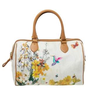 Etro Multicolor Floral Print Coated Canvas and Leather Boston Bag