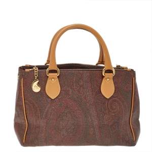 Etro Multicolor Paisley Print Coated Canvas and Leather Satchel