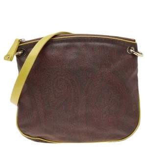 Etro Brown Paisley Print Coated Canvas Shoulder Bag