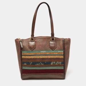 Pre Owned Etro Multicolor Paisley Printed Coated Canvas And Leather Patchwork Tote