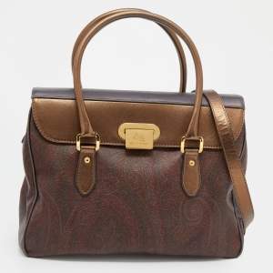 Etro Multicolor Paisley Print Coated Canvas and Leather Satchel