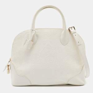 Etro White Paisley Embossed Leather Satchel