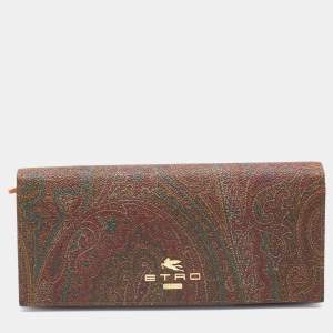 Etro Brown Paisley Print Coated Canvas Continental Wallet