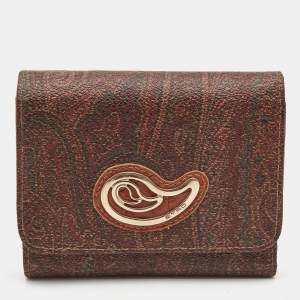 Etro Multicolor Paisley Printed Coated Canvas Trifold Compact Wallet