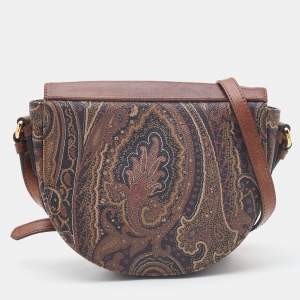 Etro Brown Paisley Print Coated Canvas and Leather Crossbody Bag