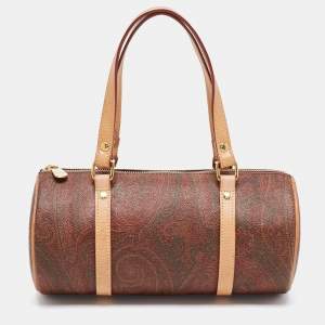 Etro Multicolor Paisley Print Coated Canvas and Leather Barrel Bag
