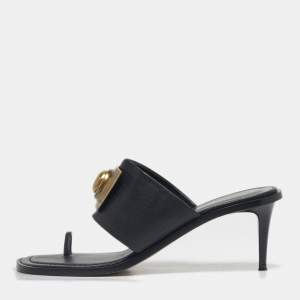 Pre Owned Etro Black Leather Slip On Slide Sandals Size 39