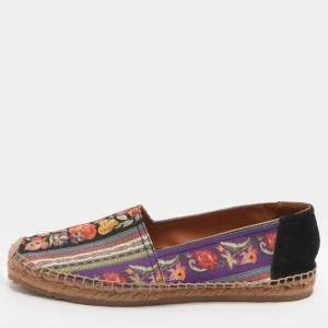 مملوكة مسبقًا Etro Size 40 Multicolor Printed Canvas and Suede Espadrille Flats