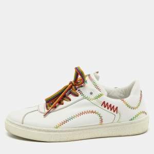 Etro White Leather Paisley Lace Up Sneakers Size 39