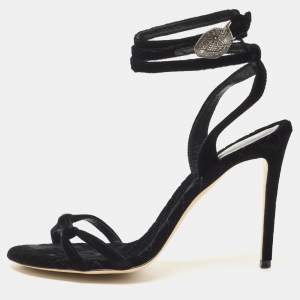 Etro Black Velvet Ankle Strap Sandals Size 41