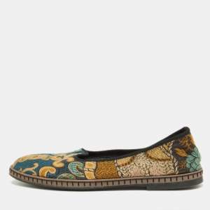 Etro Multicolor Embroidered Fabric Smoking Slippers Size 38