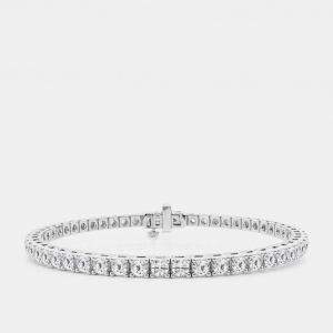 14K White Gold Round Lab Grown Diamond Four Prong Box Tennis Bracelet (5 ctw)