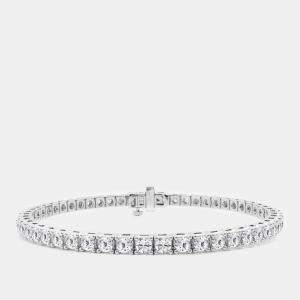 14K White Gold Round Lab Grown Diamond Four Prong Box Tennis Bracelet (8 ctw)