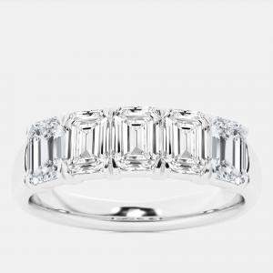 14K White Gold Emerald Lab Grown Diamond Five-Stone Anniversary Band US 7 (3 ctw) 
