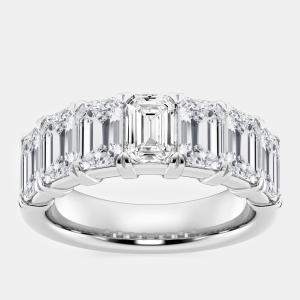 14K White Gold Emerald Lab Grown Diamond Seven-Stone Anniversary Band US 7 (5 ctw) 