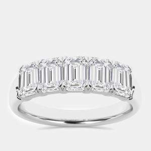 14K White Gold Emerald Lab Grown Diamond Five-Stone Anniversary Band US 7 (2 ctw) 