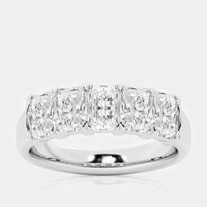 14K White Gold Elongated Cushion Lab Grown Diamond Five-Stone Anniversary Band US 7 (5 ctw) 