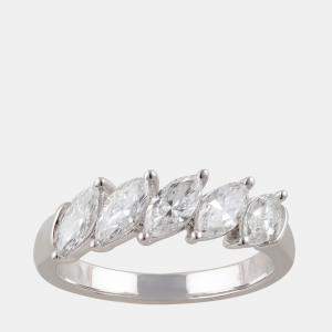 14K White Gold  Lab Grown Diamond Five Stone Band (0.95 cts)