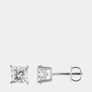 14K White Gold  Lab Grown Diamond Basic Stud Earring (1.5 cts)