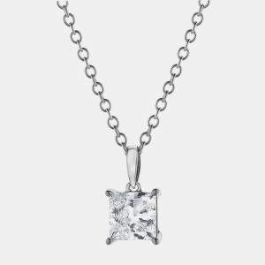 14K White Gold  Lab Grown Diamond Solitaire Pendant  (0.7 cts)