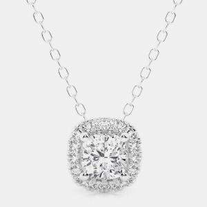 14K White Gold  Lab Grown Diamond Halo Pendant (0.29 cts)