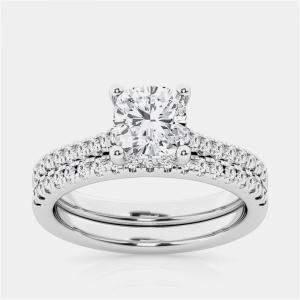 Pre Owned 2 ct 14k White Gold Lab Grown Diamond Bridal Ring Set US 7