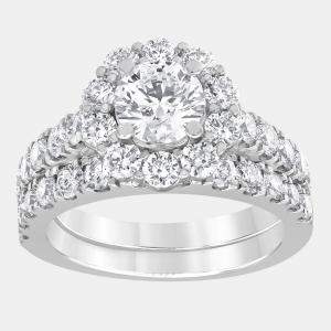 Pre Owned 3ct 14k White Gold Lab Grown Diamond Bridal Set