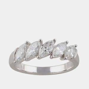 Pre Owned 1.23ct 14k White Gold Lab Grown Diamond 5 Stone Band