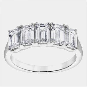 Pre Owned 1.5 cts 14k White Gold Lab Grown Diamond 5 Stone Band US 7