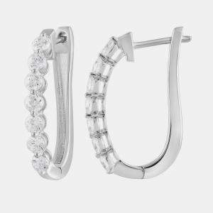 مملوكة مسبقًا 1.5ct 14k White Gold Lab Grown Diamond Huggies Earrings