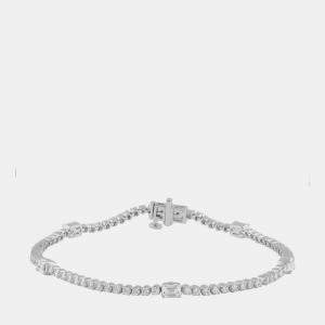 Pre Owned 2.7ct 14k White Gold Lab Grown Diamond Station Bracelet