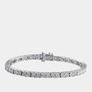 Pre Owned 3.2ct 14k White Gold Lab Grown Diamond Tennis Bracelet
