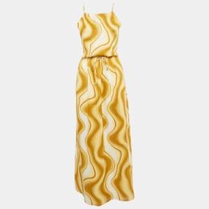 Faithfull The Brand Yellow Piedra Linen Cut-Out Maxi Dress M