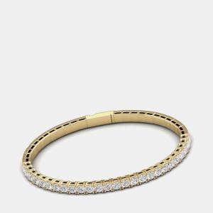 14K Yellow Gold Lab Grown Diamond Straight Line Flexible Bangle 18 inches (5.00 Ct)