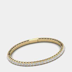 14K Yellow Gold Lab Grown Diamond Straight Line Flexible Bangle 18 inches (7.00 Ct)