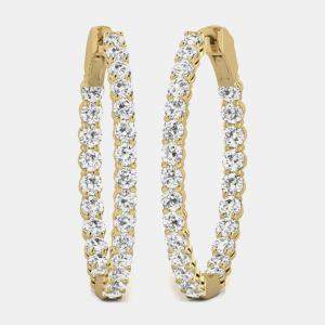 14K Yellow Gold Lab Grown Diamond Inside Out Hoop Earrings (10.00 Ct)