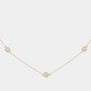 14K Yellow Gold Lab Grown Diamond Bezel Set Station Necklace 18 inches (2.00 Ct)