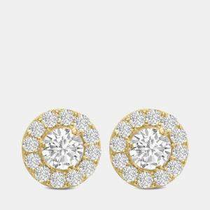 14K Yellow Gold Lab Grown Diamond Halo Earrings (2.00 Ct)