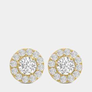 14K Yellow Gold Lab Grown Diamond Halo Earrings (3.00 Ct)