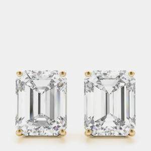 14K Yellow Gold Emerald Shaped Lab Grown Diamond Earring Studs (3.00 Ct)