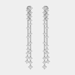 14k White Gold Double Row Dangle Lab Grown Diamond Earrings (6.25 Ct)