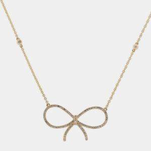 14K Yellow Gold Lab Grown Diamond Bow Necklace