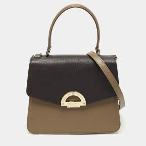 Faure Le Page Beige/Choco Brown Leather Parade Top Handle Bag