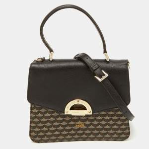 Faure Le Page Dark Brown Coated Canvas and Leather Parade Soft 23 Top Handle Bag