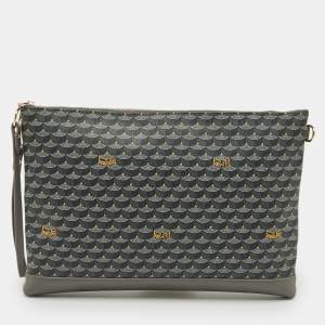 Pre Owned Faure Le Page Grey Coated Canvas and Leather Wristlet Pouch