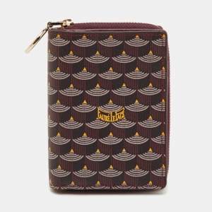 Pre Owned Faure Le Page Burgundy Ecailles Printed Coated Canvas and Leather Compact Wallet